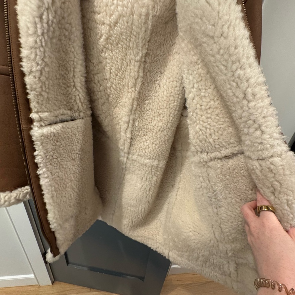 Brown Shearling Lined Coat - image 5
